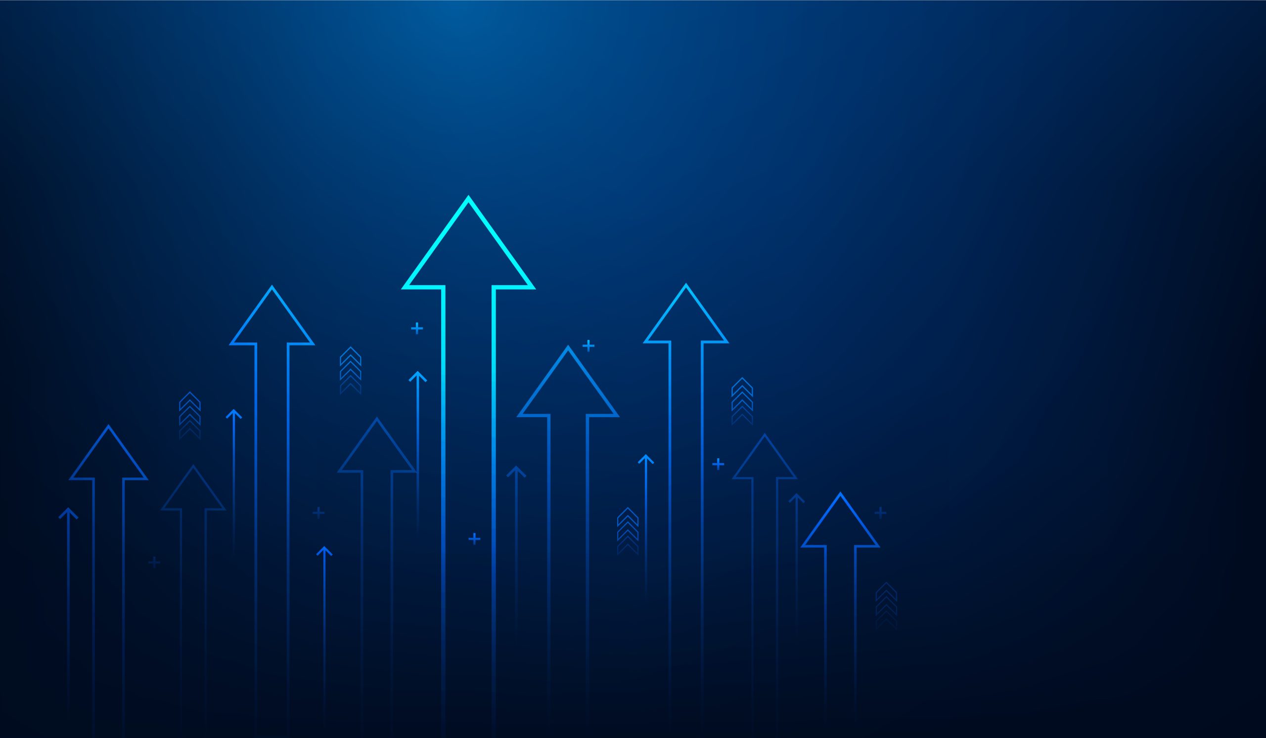 business arrow up growth line circuit technology on dark blue background. business investment to success. financial data graph strategy.market chart profit money. vector illustration hi-tech.